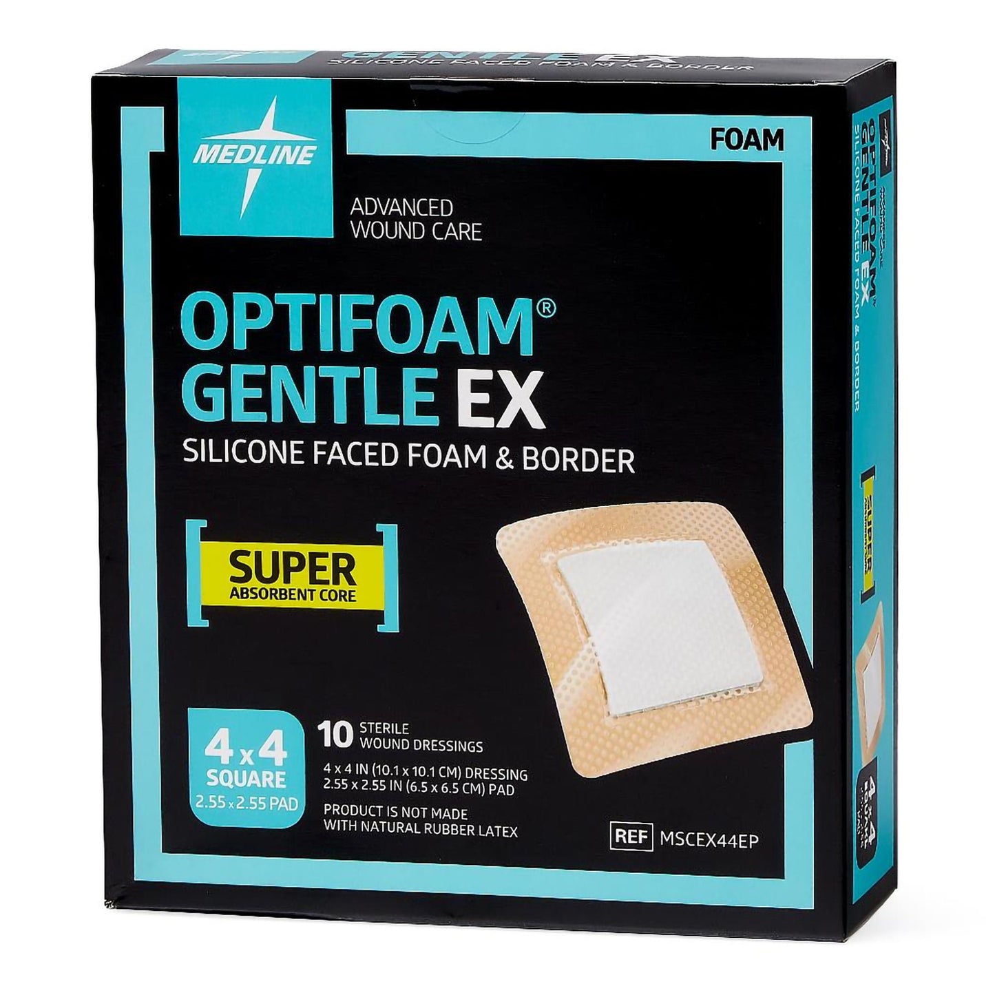 Optifoam Gentle EX Foam Dressing With Border Waterproof Backing Silicone Face and Border Square