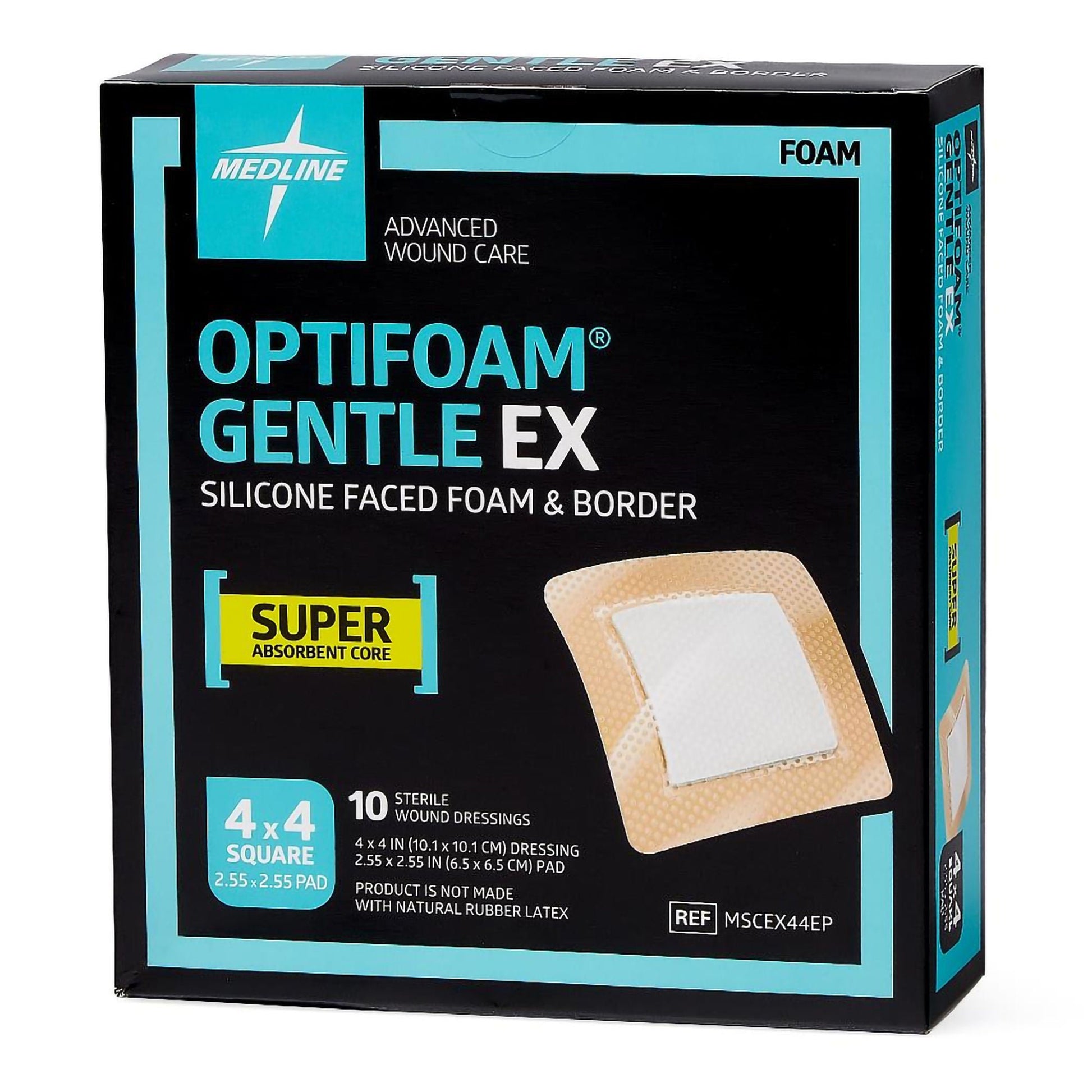 Optifoam Gentle EX Foam Dressing With Border Waterproof Backing Silicone Face and Border Square