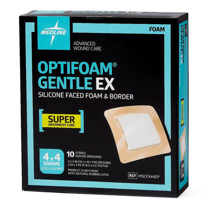 Optifoam Gentle EX Foam Dressing With Border Waterproof Backing Silicone Face and Border Square