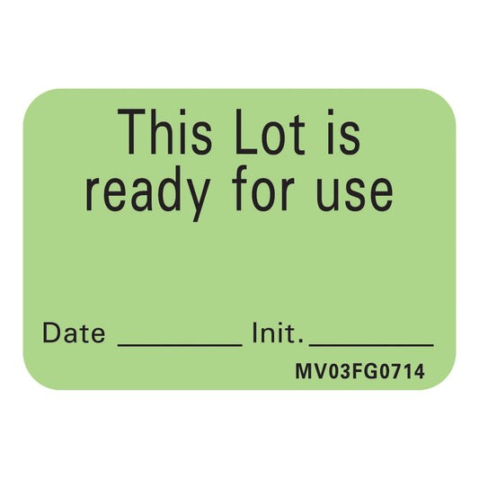 MedVision® "This Lot is Ready for Use" Write-On Label