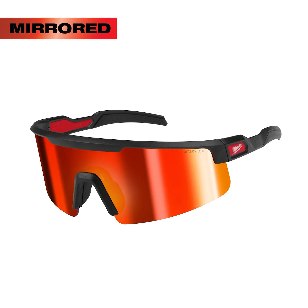 Milwaukee Wrap Around Safety Glasses - Red Mirrored Anti-Scratch Lenses 48-73-2500