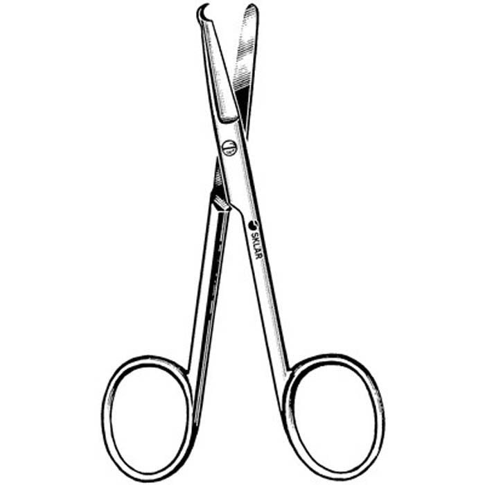 Sklar Stitch Scissors Spencer 4-1/2 Inch Length OR / Surgical Grade German Stainless Steel NonSterile Finger Ring Handle Straight Blunt Tip / Blunt Tip