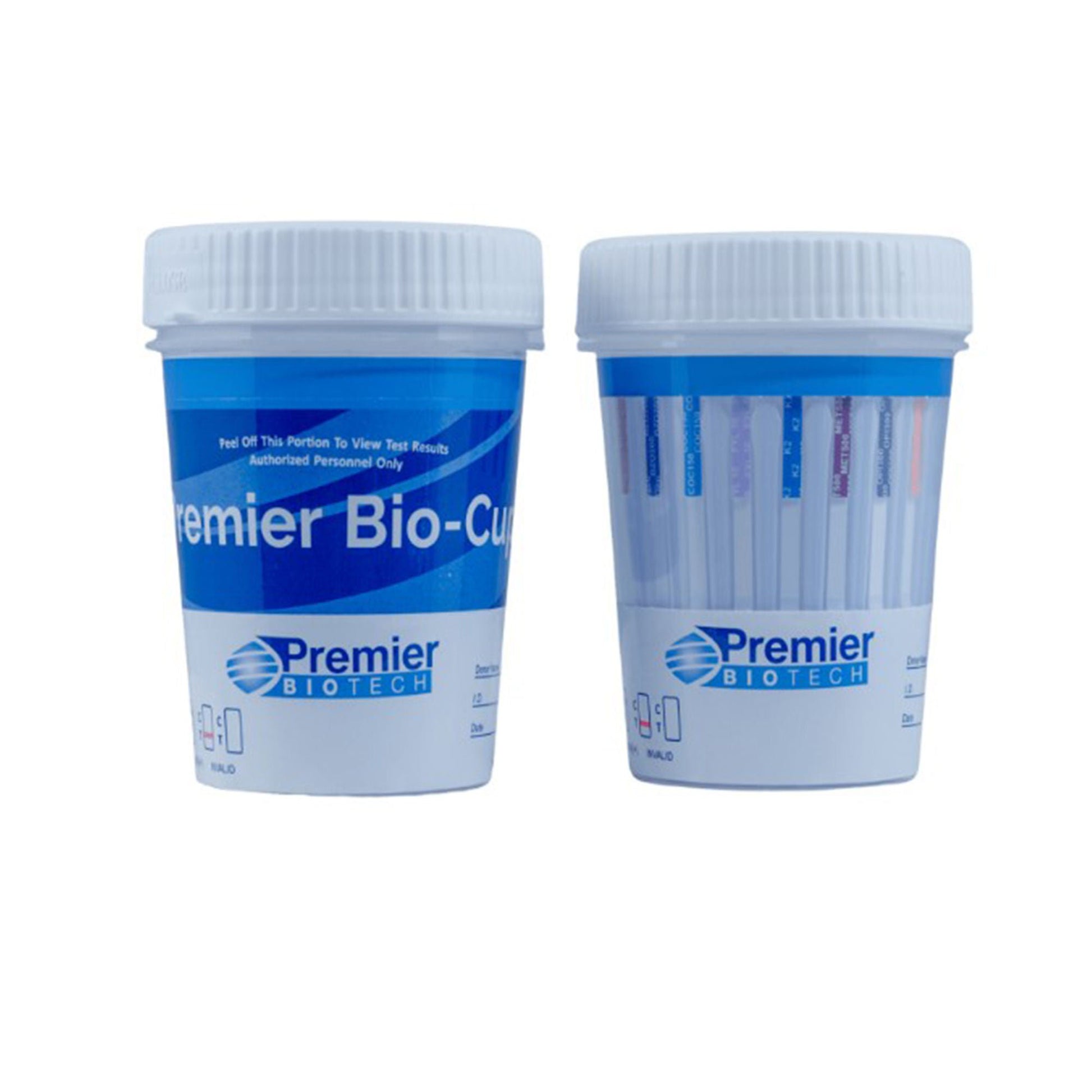 Premier Bio-Cup Drugs of Abuse Test Kit AMP500, BAR300, BUP10, BZO300, COC150, FEN1, mAMP/MET500, MDMA500, MOR300, MTD300, OXY100, PCP25, THC50, TML100 (pH, OX, SG) 25 Tests CLIA Waived