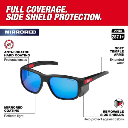 Milwaukee Full Frame Safety Glasses with Removable Side Shields – Mirrored Anti-Scratch Lenses 48-73-2510