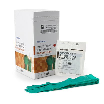 Sterile McKesson Perry® Performance Plus Polychloroprene Surgical Gloves, Dark Green