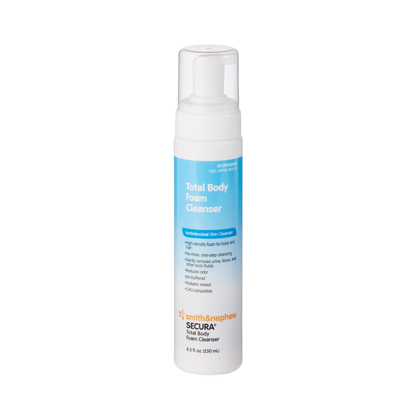 Secura Rinse-Free Foaming Body Wash, Antimicrobial, Scented, Pump Bottle