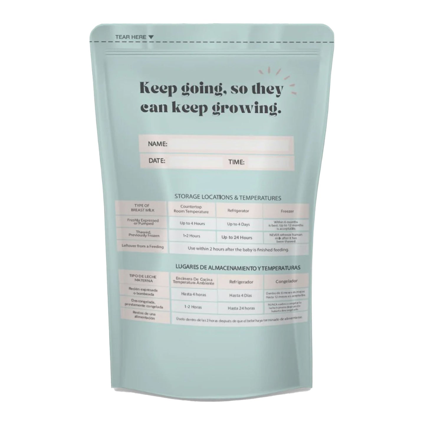 Zomee Breast Milk Storage Bag Food Grade Plastic Clear / Green