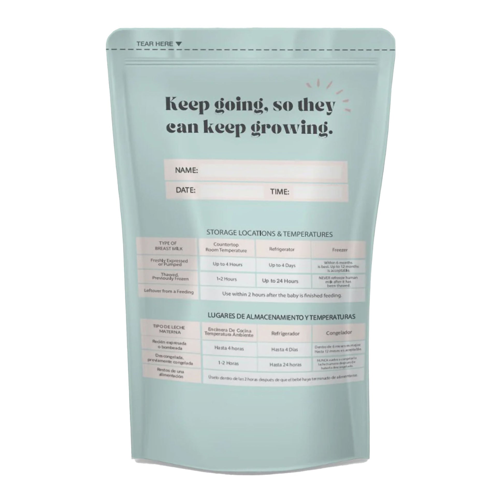 Zomee Breast Milk Storage Bag Food Grade Plastic Clear / Green