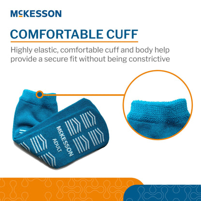 McKesson Slipper Socks, Single Tread, Adult Size, Teal