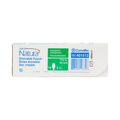 Sur-Fit Natura Two-Piece Transparent Colostomy Pouch, 1¾ Inch Flange