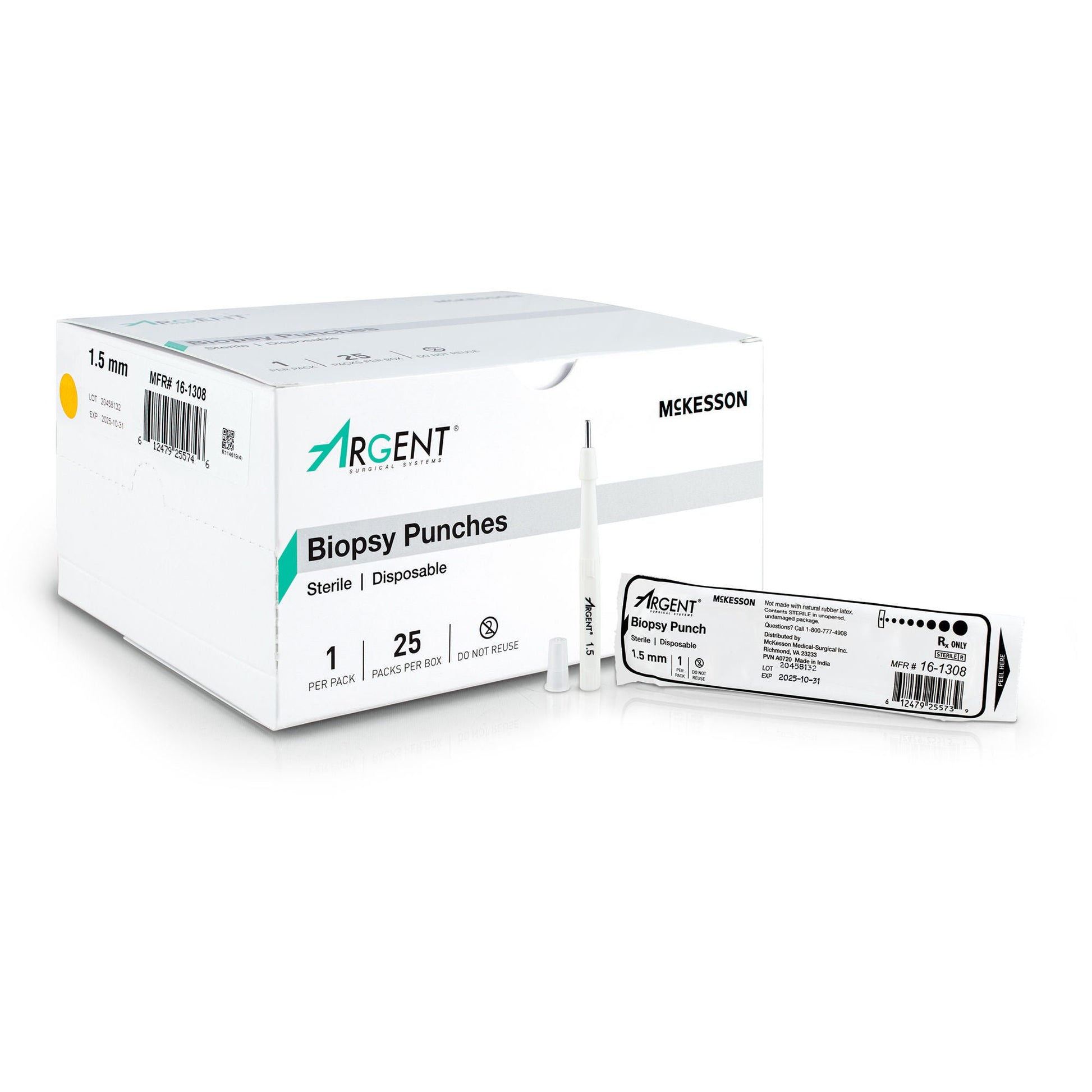 McKesson Argent™ Biopsy Punch Dermal 1.5 mm – Box of 25
