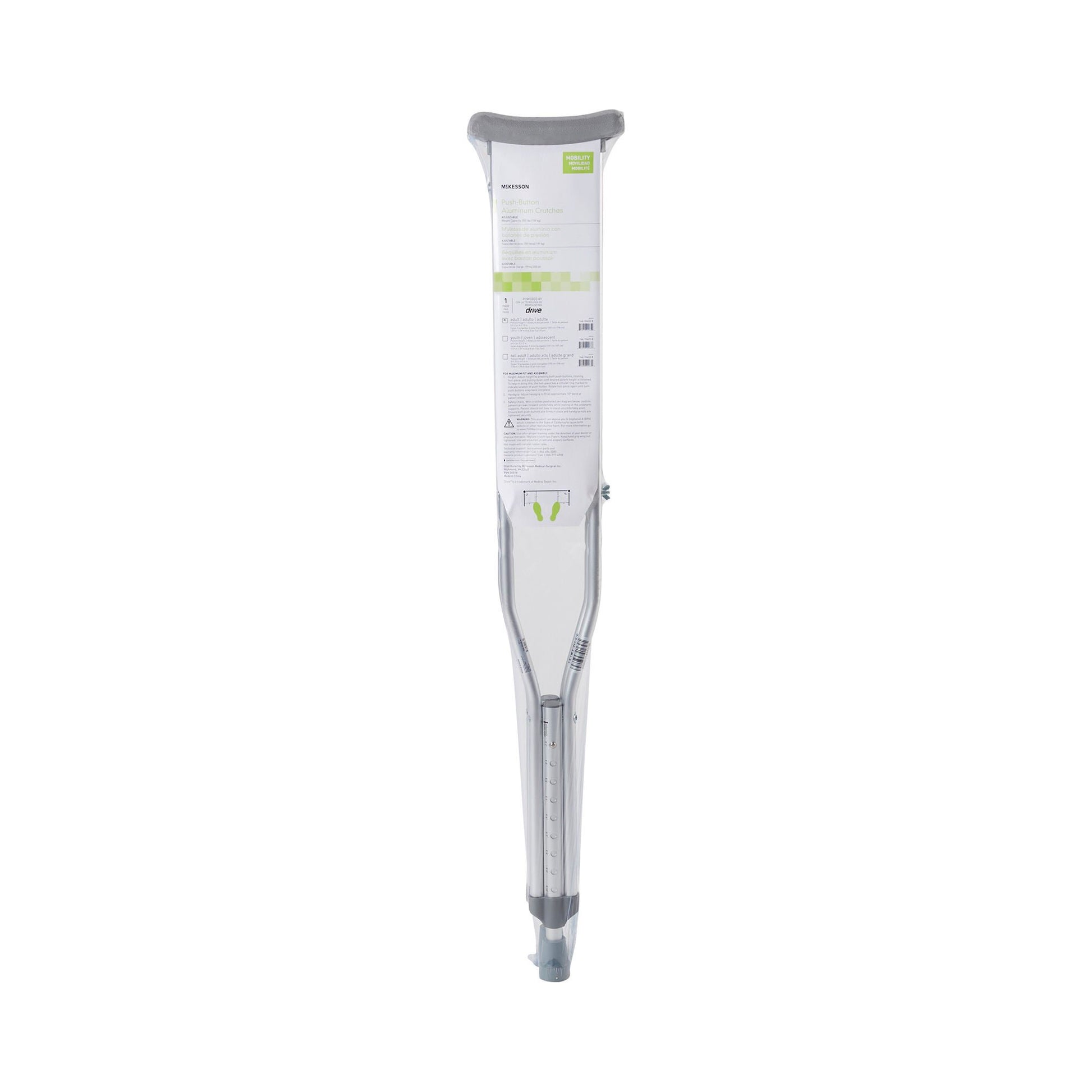 McKesson Adult Underarm Crutches, 5'2" – 5'10"