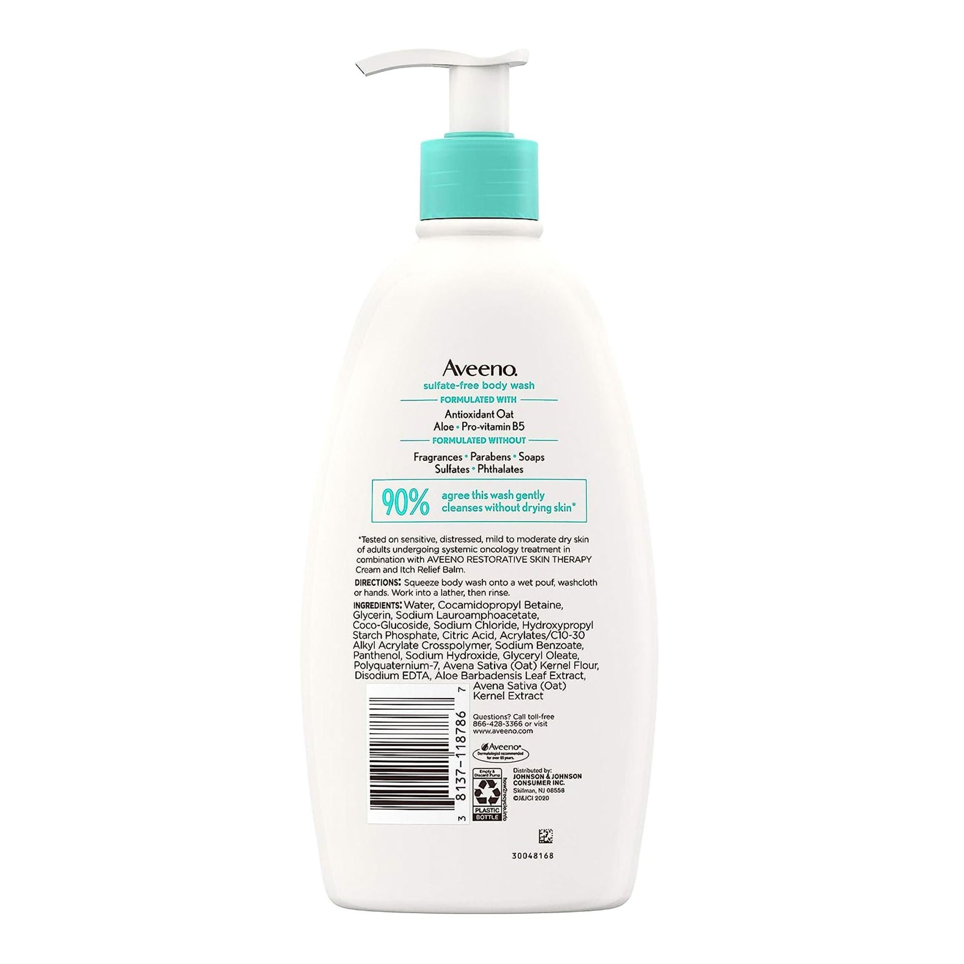 Aveeno Restorative Skin Therapy Body Wash Liquid Pump Bottle Unscented