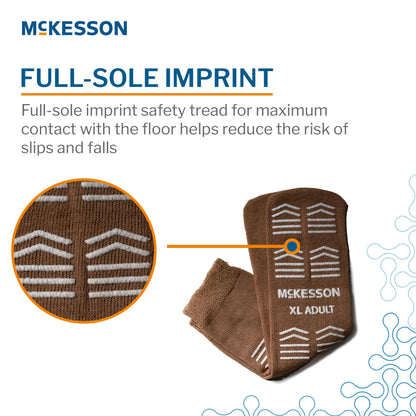 McKesson Slipper Socks, Single Tread, Extra Large, Brown