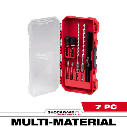 Milwaukee 7 PC SHOCKWAVE Impact Duty Carbide Multi-Material Drill Bit Concrete Screw Install Set 48-20-8877