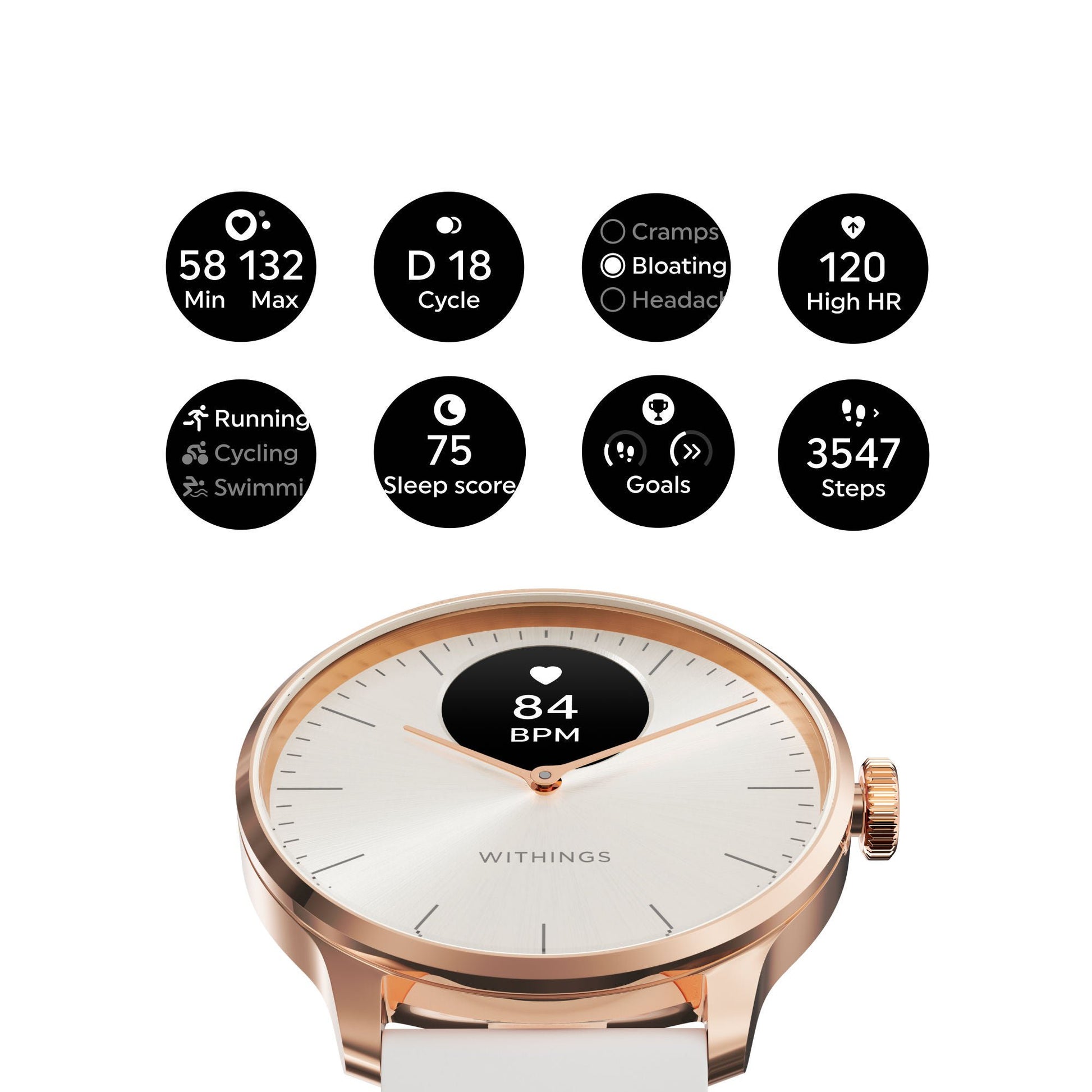 Withings ScanWatch Light Smart Watch, 37mm, Sand