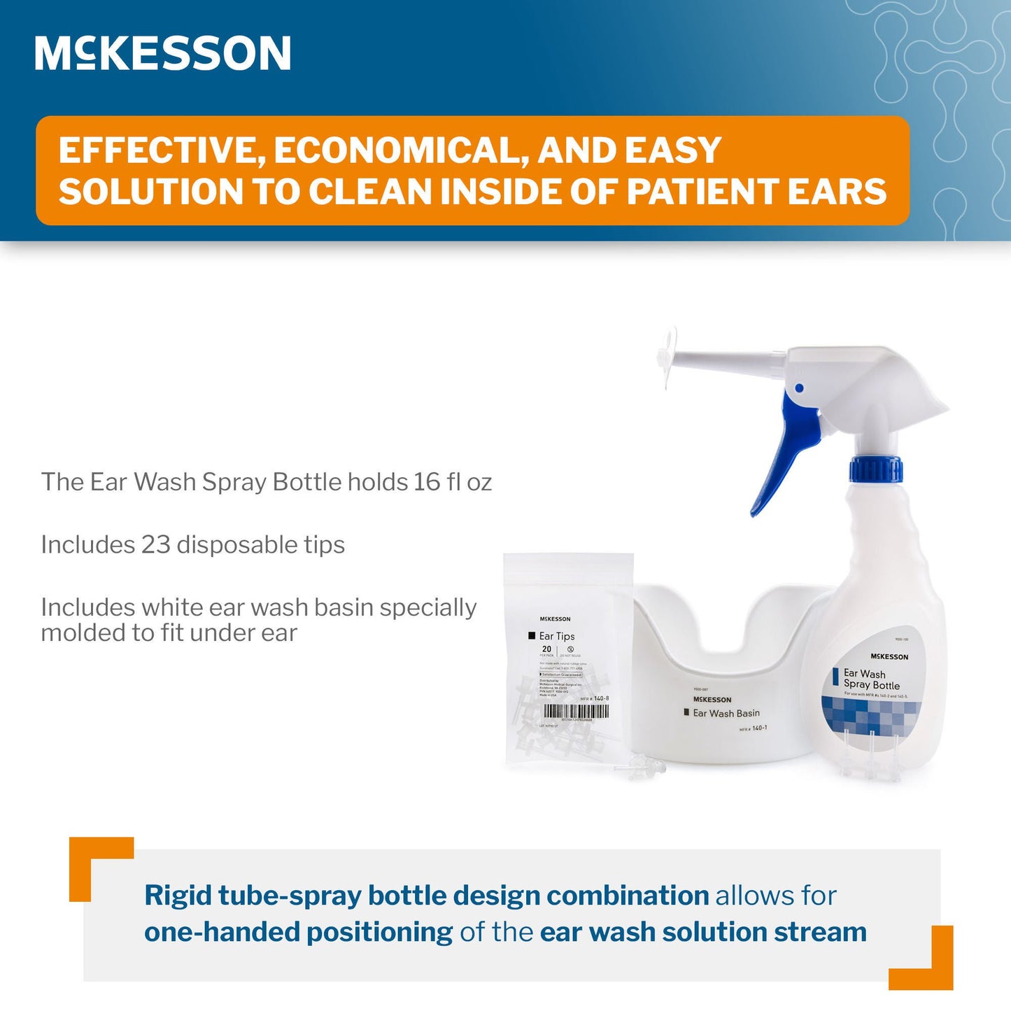 McKesson Ear Wash System Kit with Rigid Tube and 23 Ear Tips