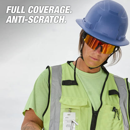 Milwaukee Wrap Around Safety Glasses - Red Mirrored Anti-Scratch Lenses 48-73-2500