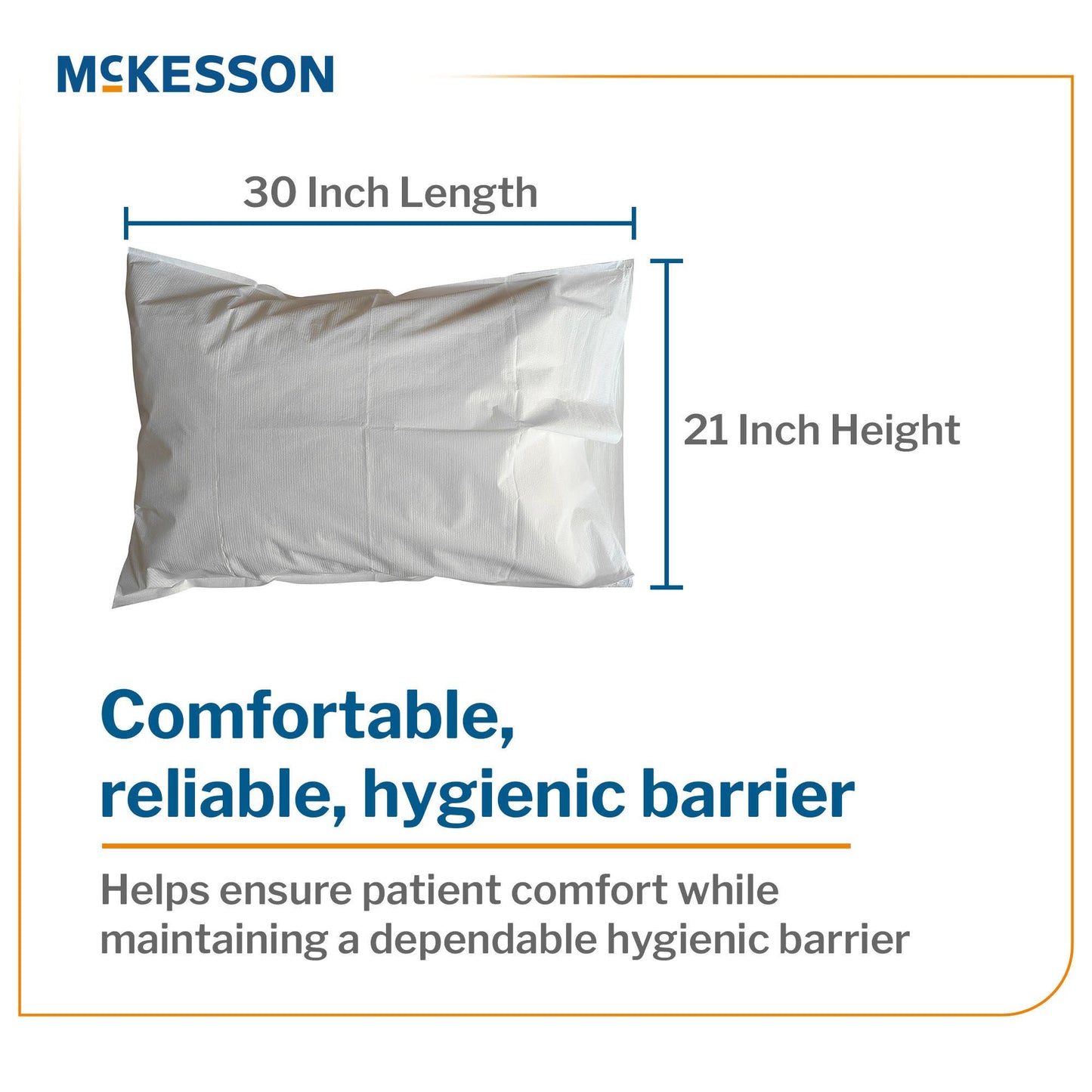 McKesson Pillowcase, Disposable, Standard, White, Tissue/Poly