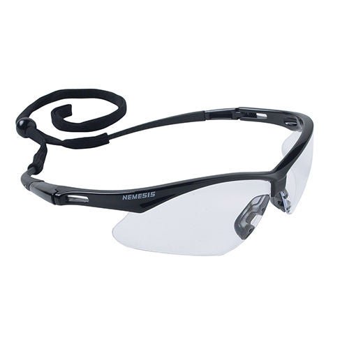 KleenGuard Nemesis Safety Glasses Wraparound Anti-fog / Anti-static Coating Clear Tint Polycarbonate Lens Black Frame Over Ear One Size Fits Most