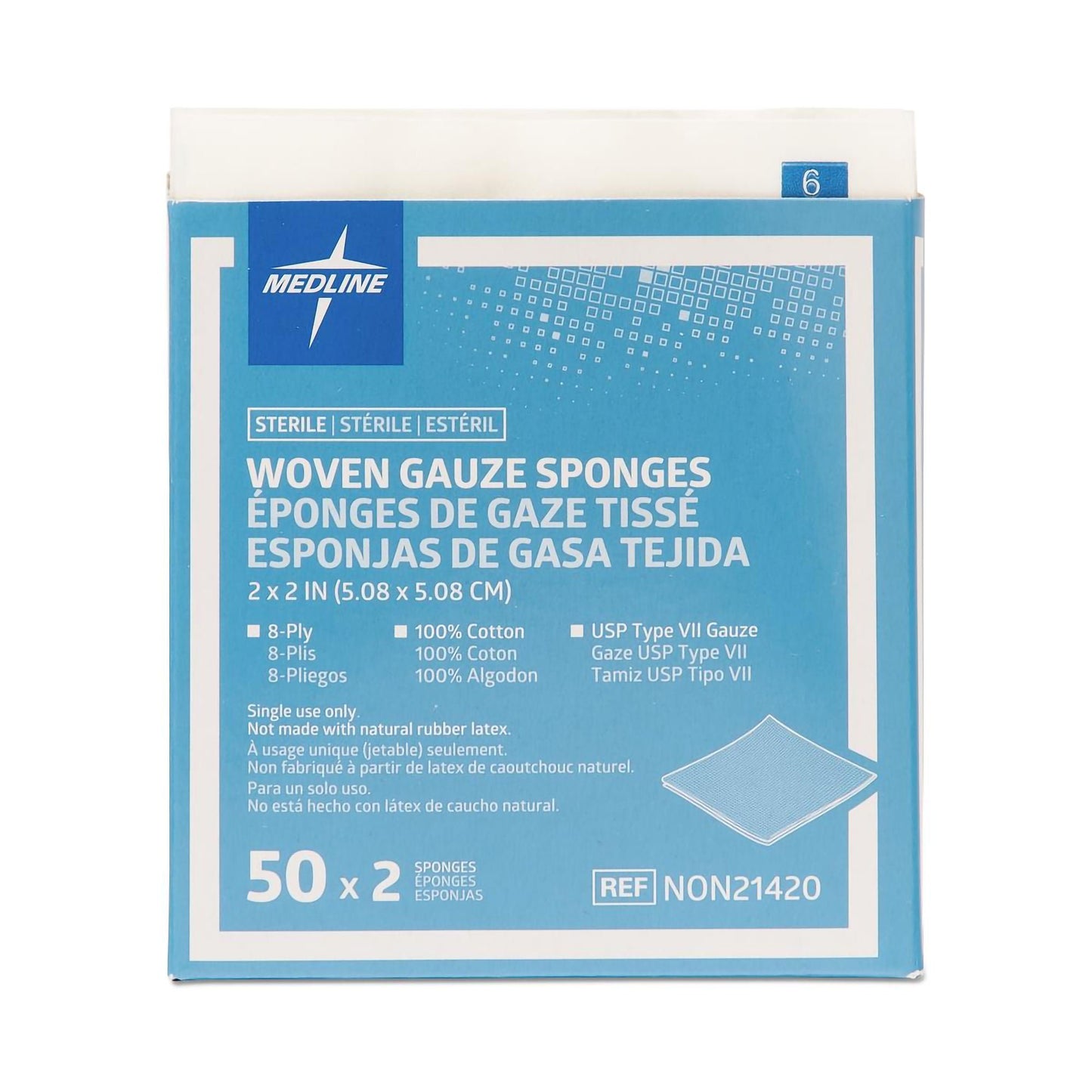 Medline Sterile USP Type VII Gauze Sponge, 8-Ply