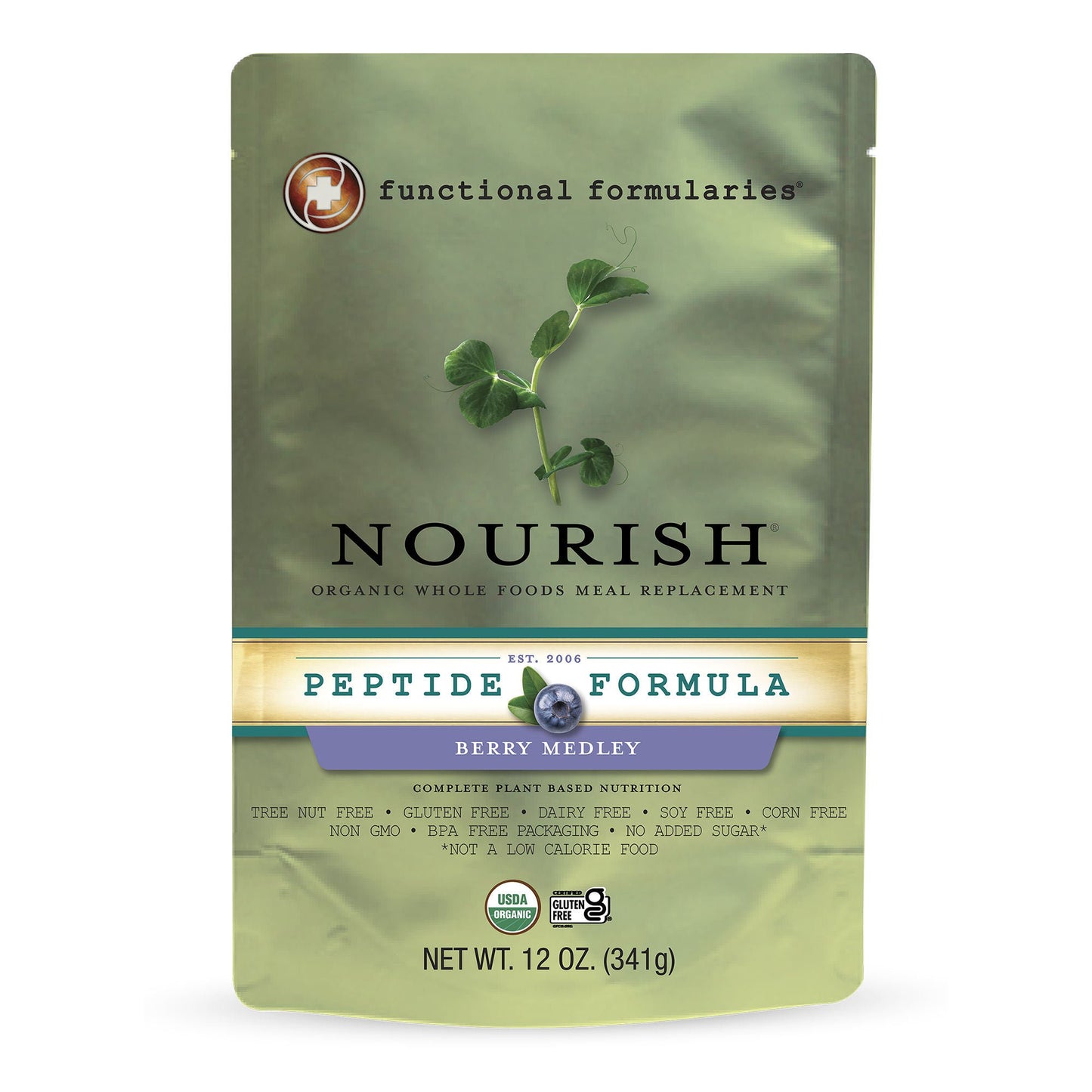 Nourish Peptide Pediatric Oral Supplement Berry Flavor Pouch Liquid Protein