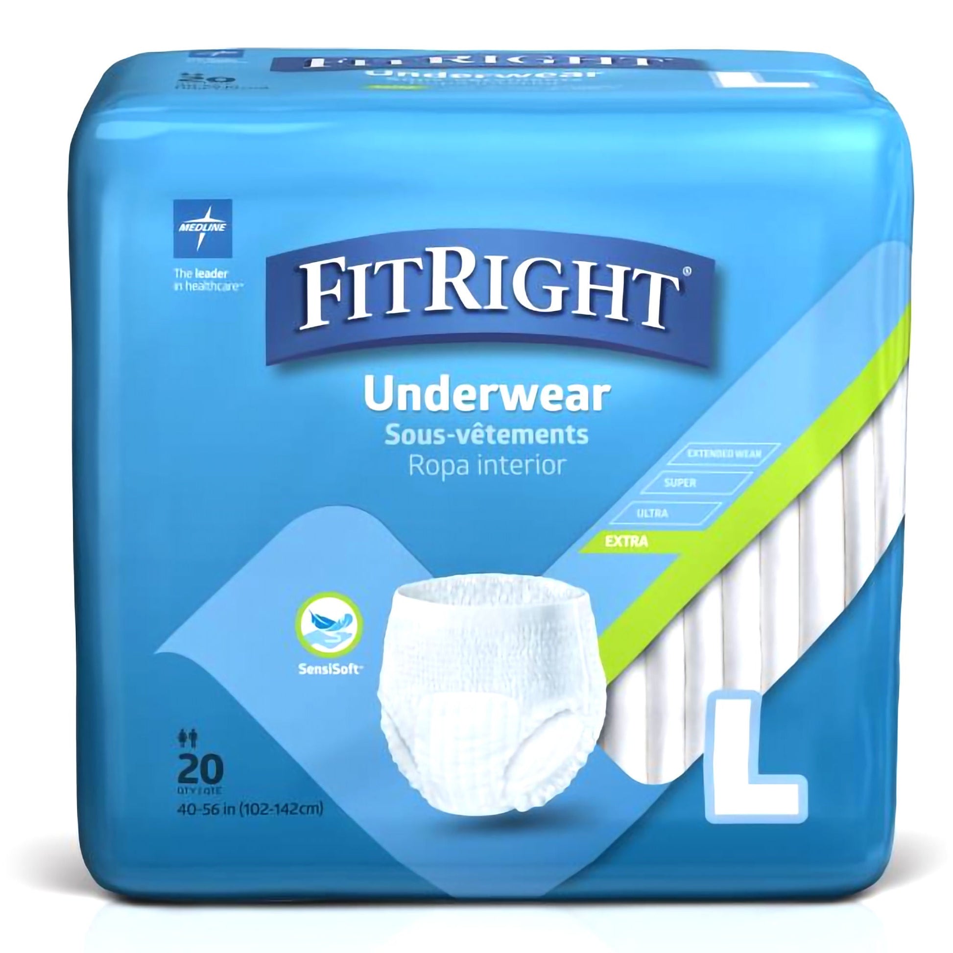 FitRight Extra Absorbent Underwear Pull On with Tear Away Seams Adult Unisex Disposable Moderate Absorbency