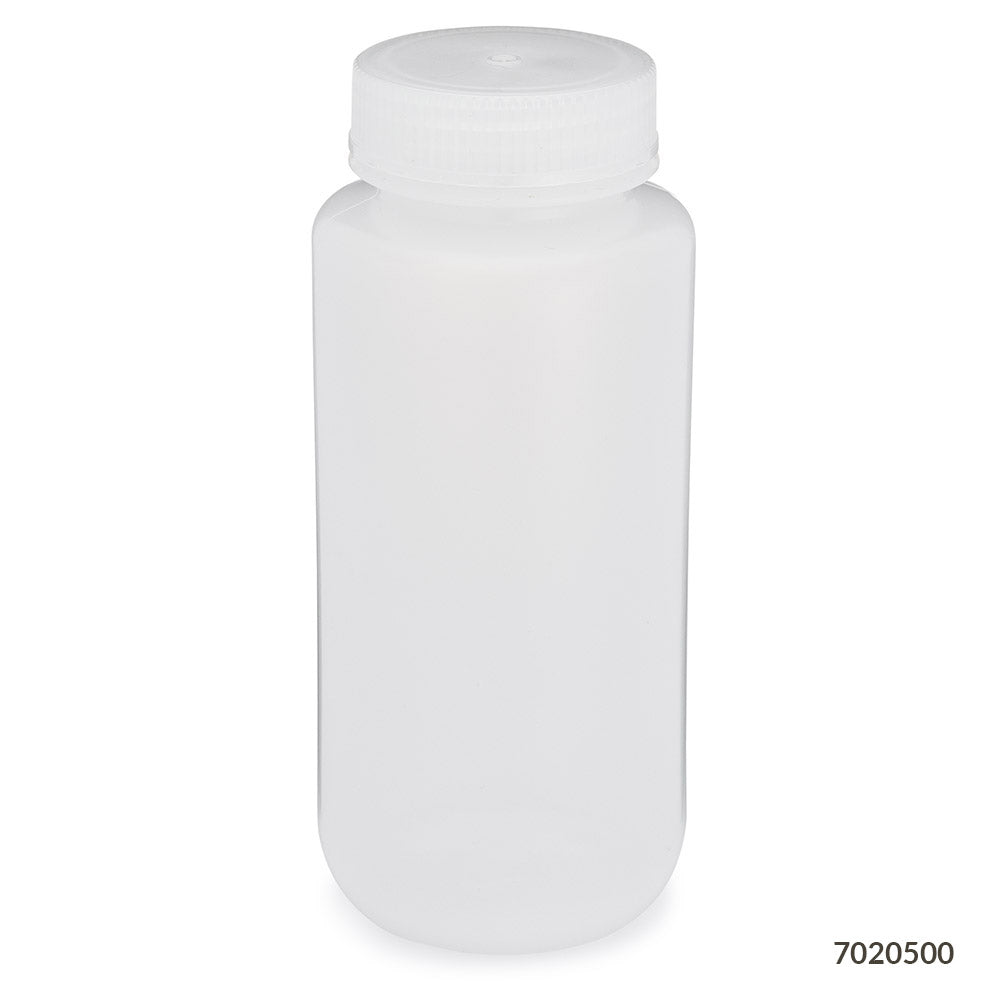 Wide-Mouth LDPE Bottles, Attached PP Screw Cap — 30 to 1000 mL, 12/Pack | Globe Scientific