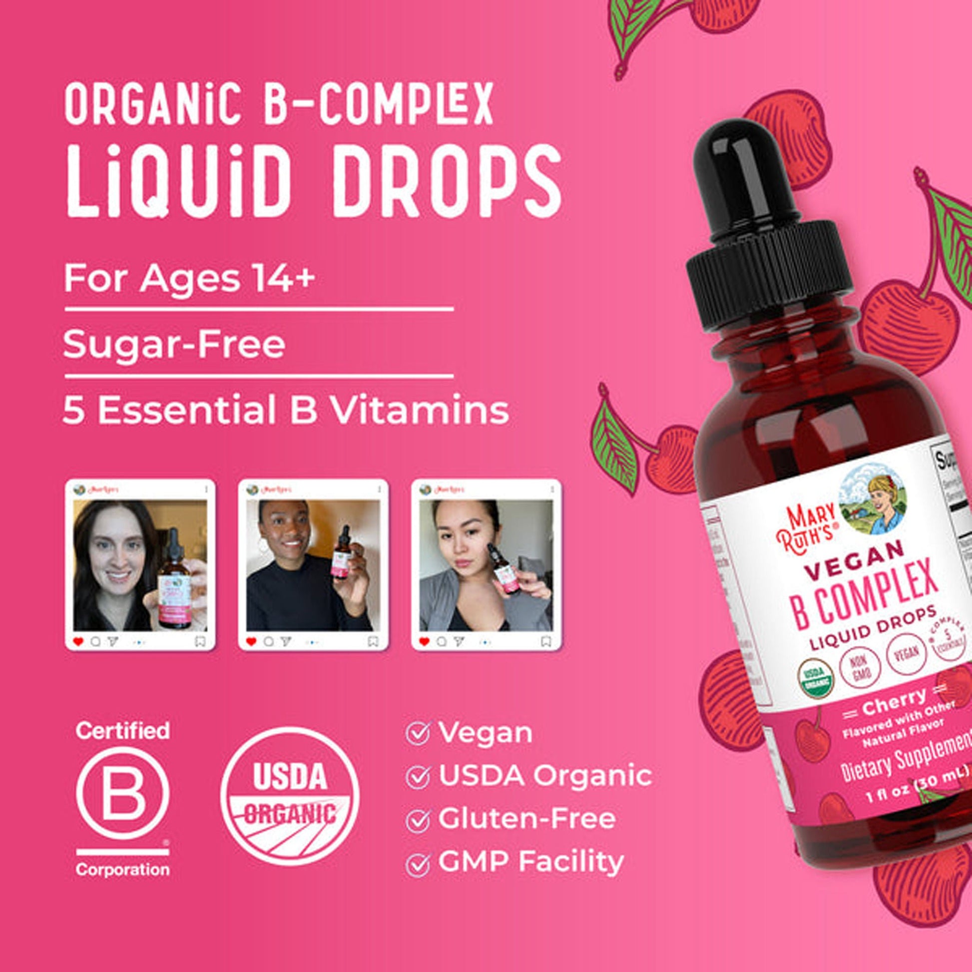 Mary Ruth's® Vegan B-Complex Drops, B Vitamins in Liquid Form
