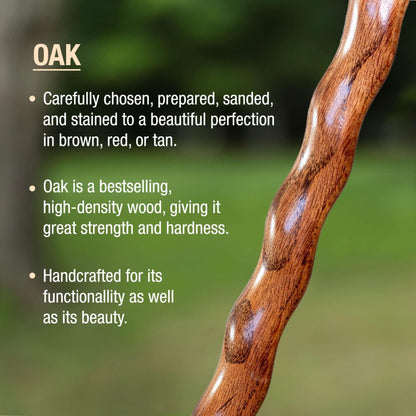 Brazos™ Twisted Oak Trekker Handcrafted Walking Stick, Red, 55-Inch