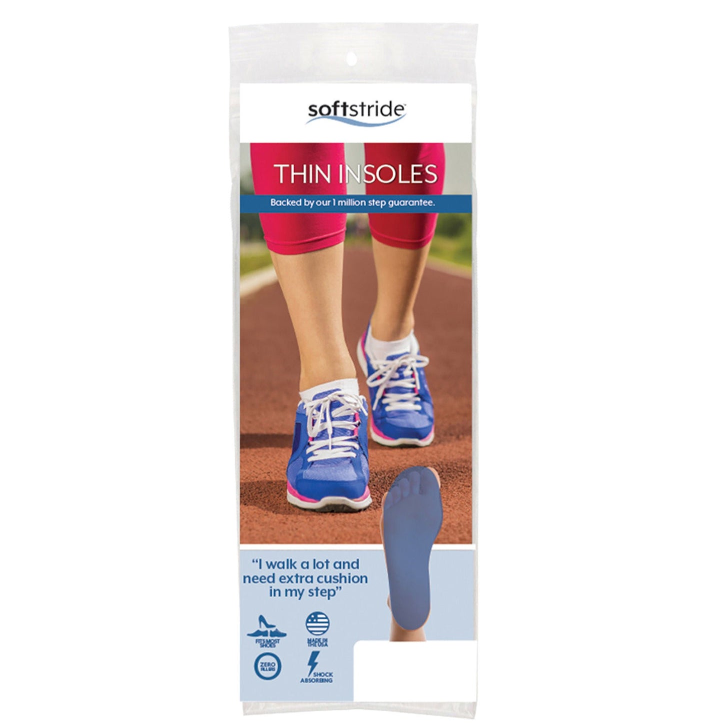 Soft Stride Thin Insole Thin Orthotic Insole Polymer Women 4 to 6 / Men 2 to 4
