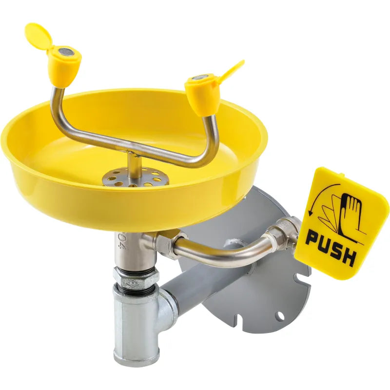 Global Industrial Emergency Eyewash Station, Wall Mounted 708381 — ANSI Z358.1-2014, Schedule 40 galvanized, 11.5" ABS bowl