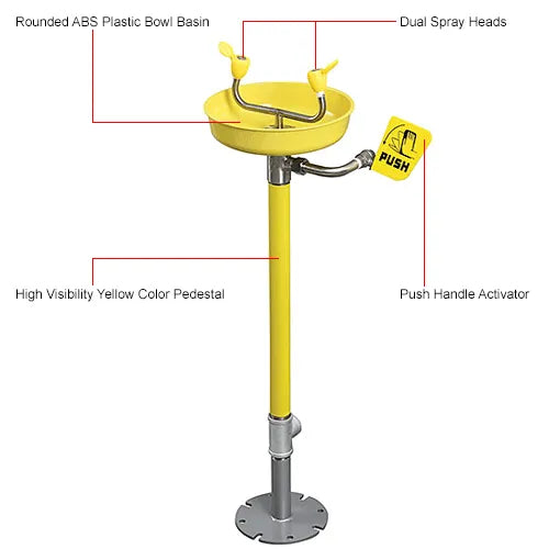 Global Industrial 708382 Pedestal Eyewash — installed in industrial facility context