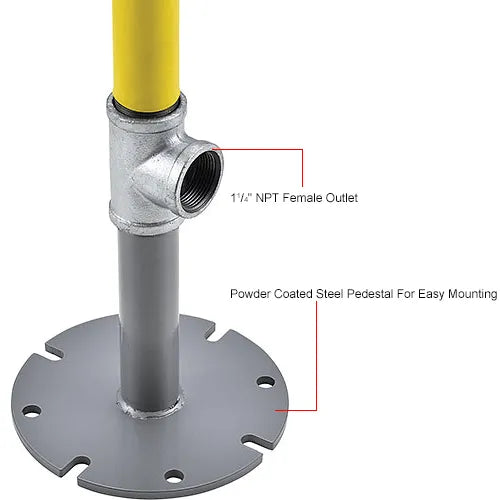 Global Industrial 708382 Pedestal Eyewash — open-area freestanding installation detail