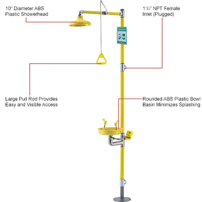 Global Industrial 708383 Combo Shower and Eyewash — installed in industrial facility context