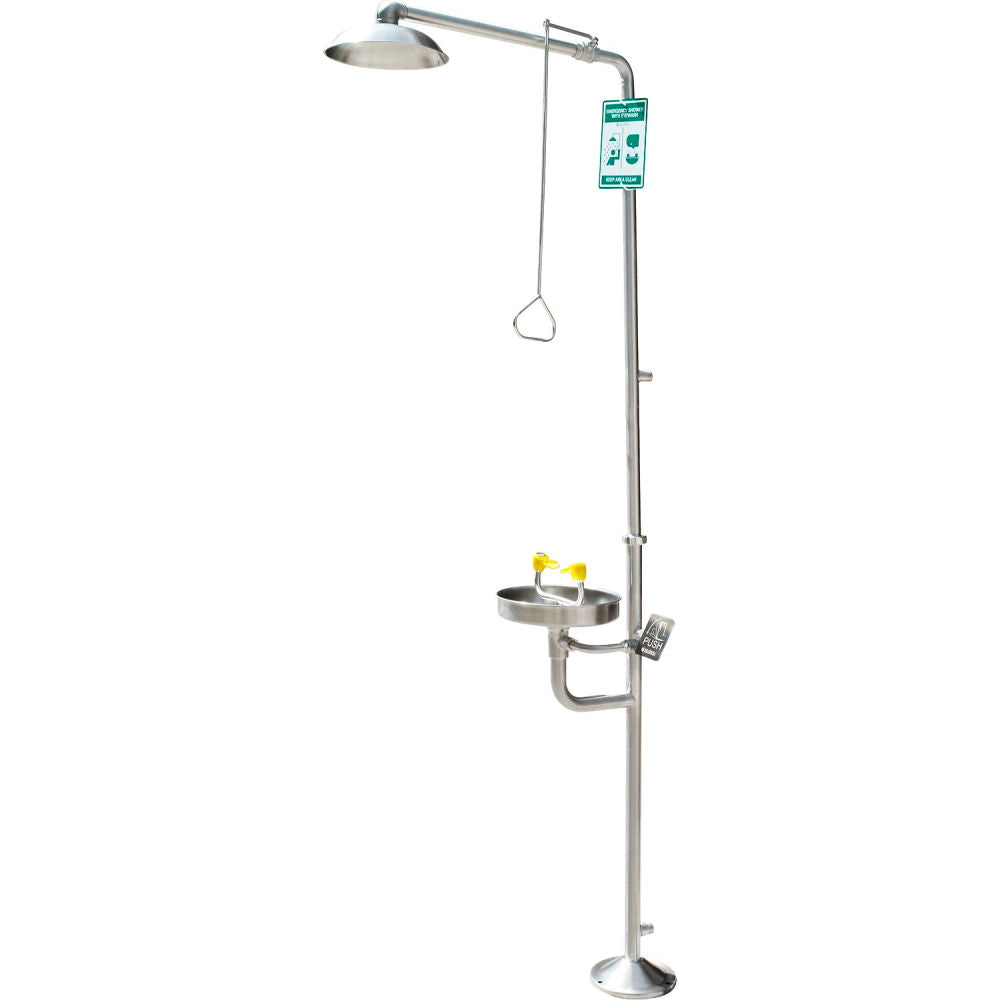 Global Industrial 708383SS Stainless Steel Combination Emergency Shower & Eyewash Station