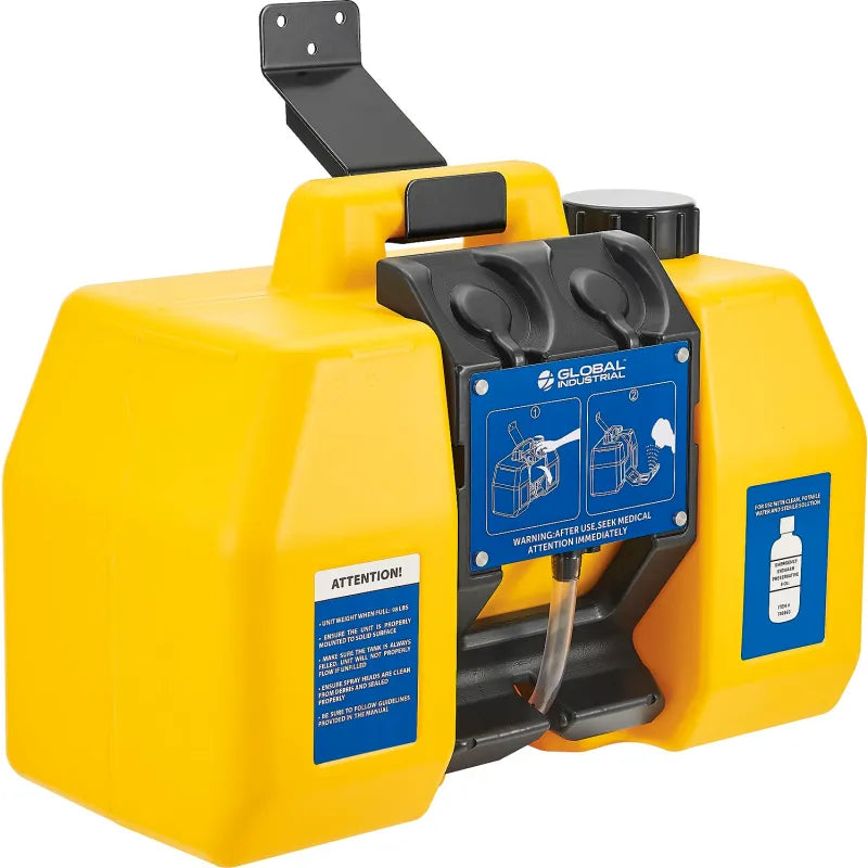 Global Industrial 708606 Portable Eyewash — dual spray heads and flow detail