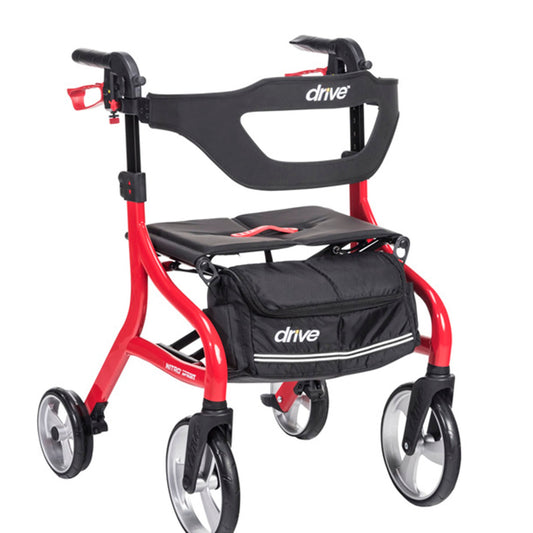 drive Nitro Sprint 4 Wheel Rollator Red Folding Aluminum Frame