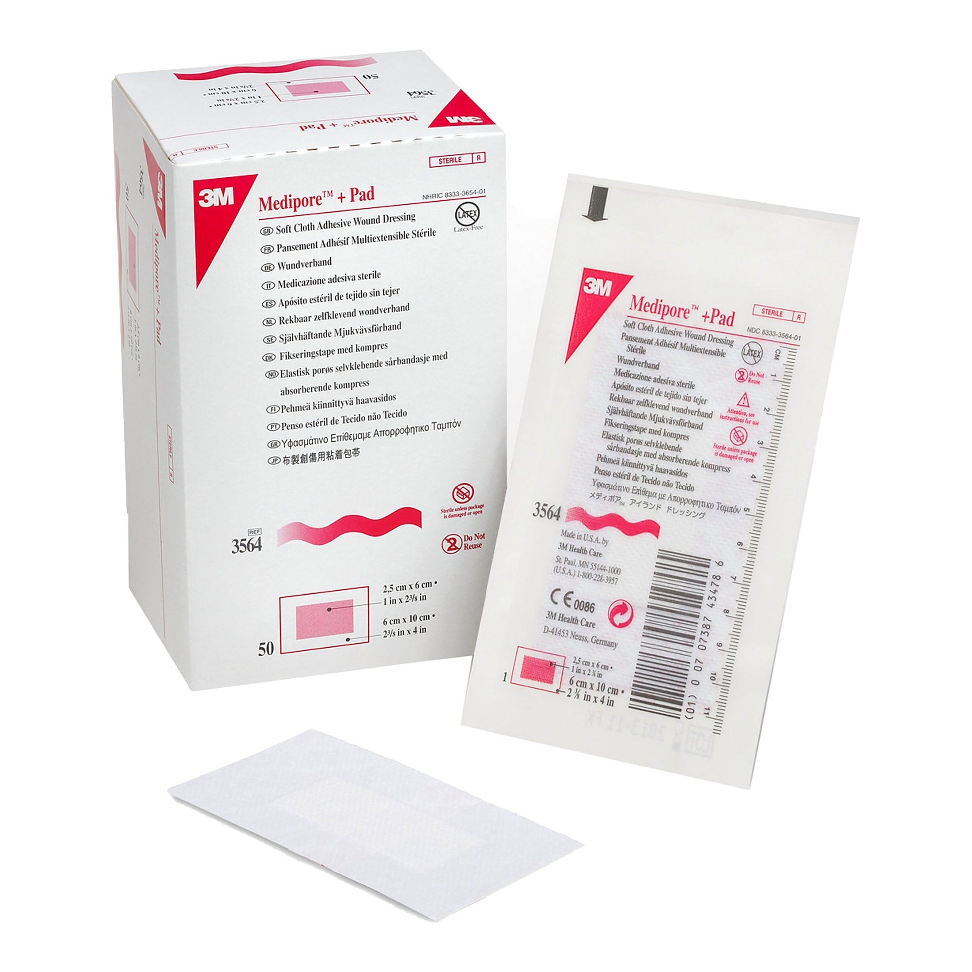 3M™ Medipore +Pad Soft Cloth Dressings, White
