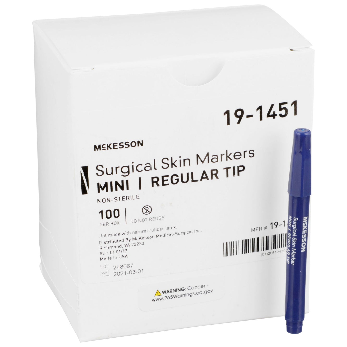 McKesson Skin Marker, Prep-Resistant Gentian Violet Ink, Regular Tip, Mini Size – Box of 100