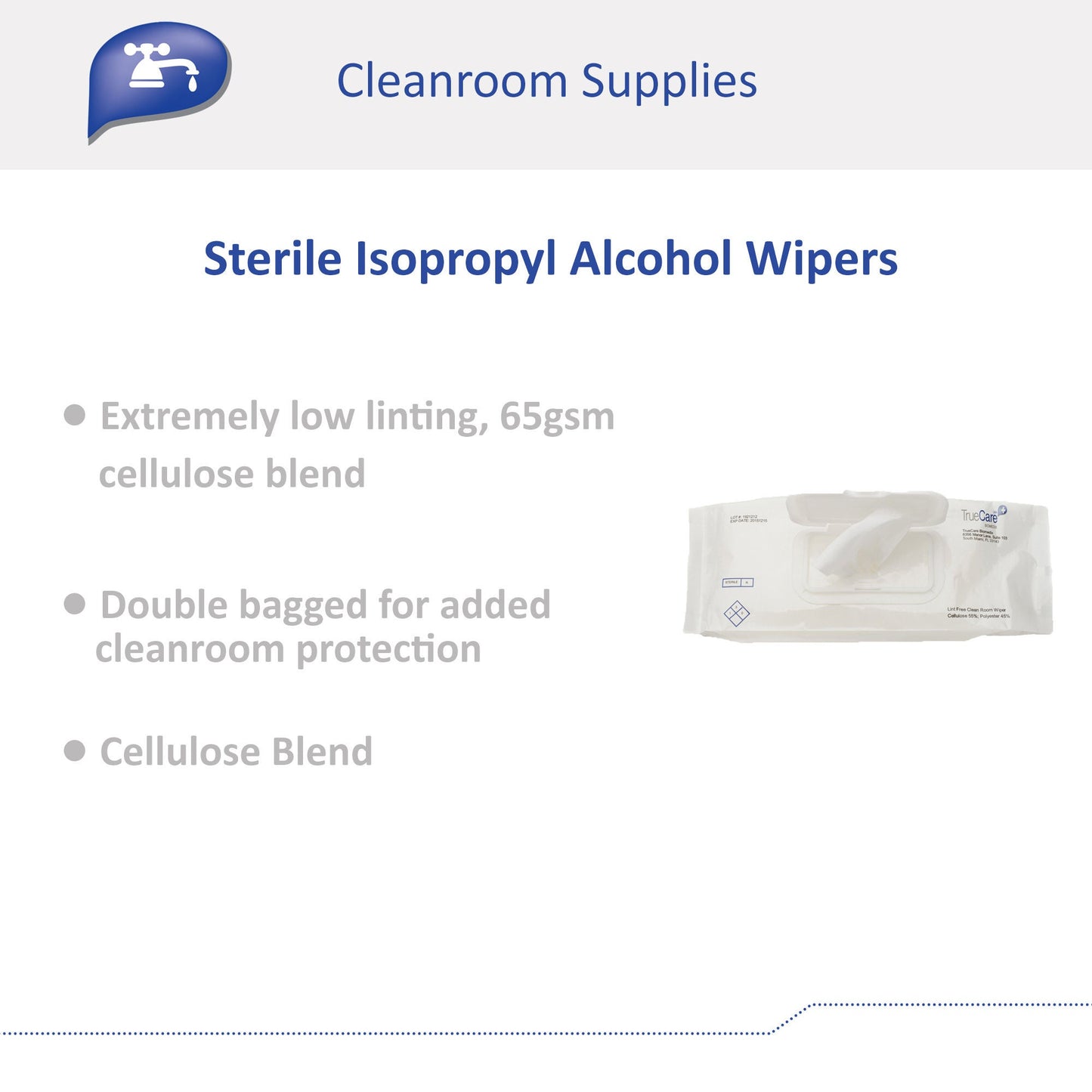 TrueCare Biomedix Sterile Isopropyl Alcohol Wipes