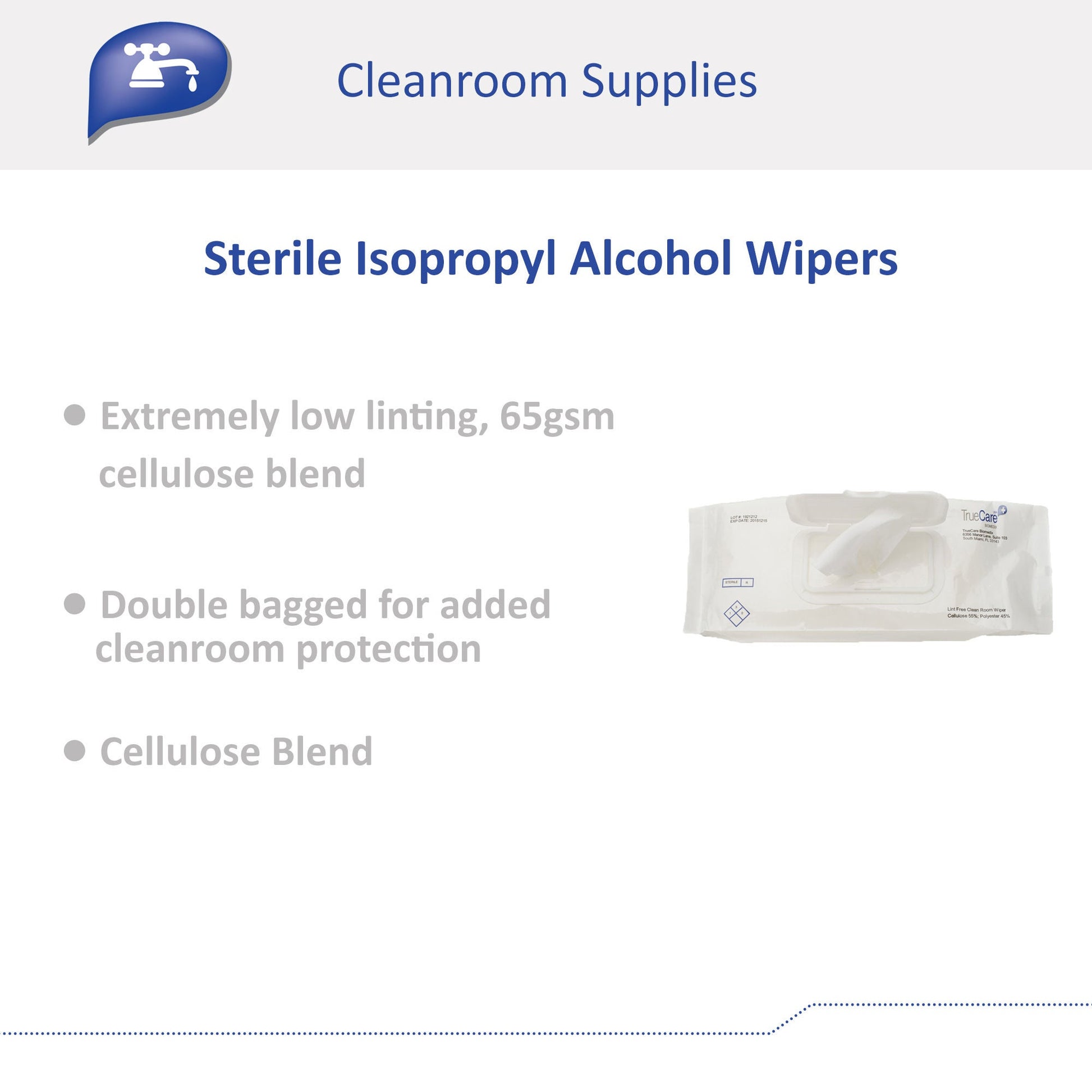 TrueCare Biomedix Sterile Isopropyl Alcohol Wipes