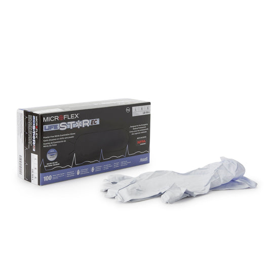LifeStar™ EC Nitrile Exam Gloves, White / Blue