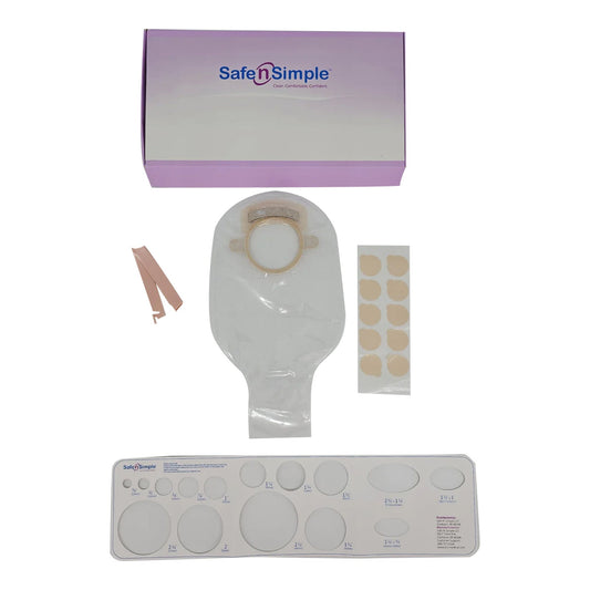 Safe n Simple Ostomy Pouch Two-Piece System Length Without Barrier Drainable