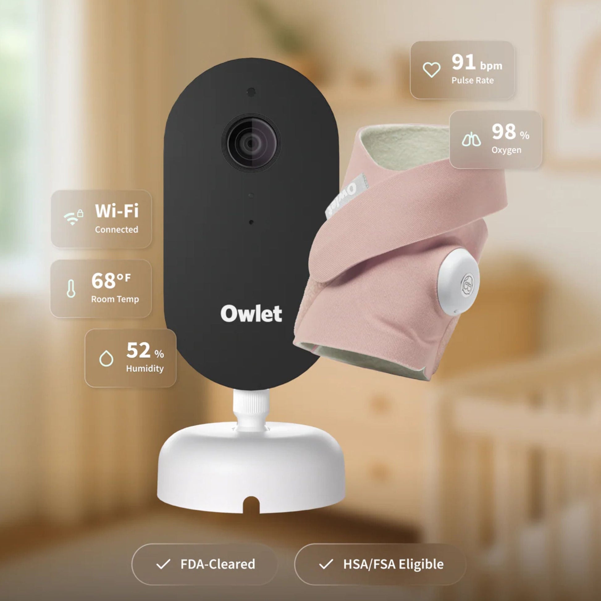 Owlet Dream Duo Baby Monitoring System Dusty Rose