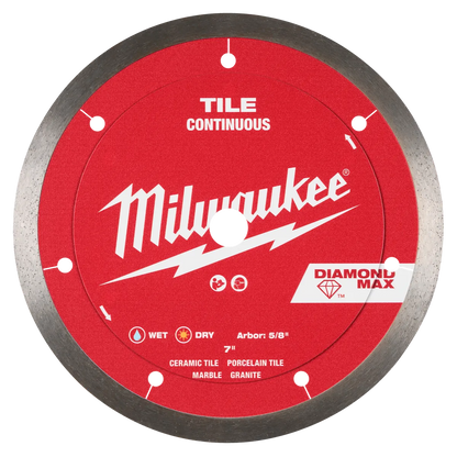 Milwaukee 7" DIAMOND MAX Continuous, Tile Diamond Blade 49-93-9207 | Diamond Coated