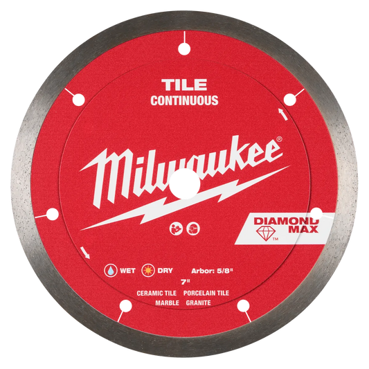 Milwaukee 7" DIAMOND MAX Continuous, Tile Diamond Blade 49-93-9207 | Diamond Coated