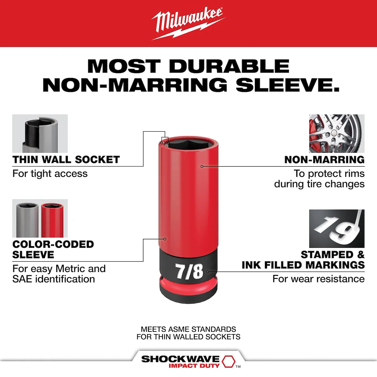 Milwaukee SHOCKWAVE Impact Duty 1/2 Drive SAE & Metric 11PC Lug Nut Wheel Socket Set 49-66-7833 | 1/2 in Drive, 11-Piece