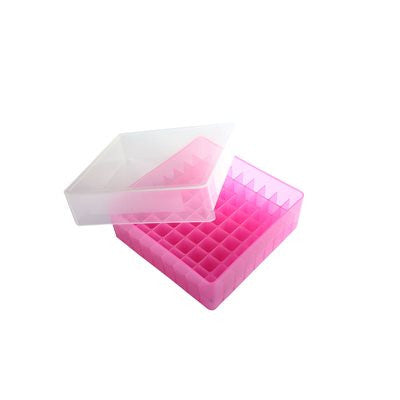Heathrow Scientific 81-Well Microtube Storage Box, Pack of 5 — Pink, 120037