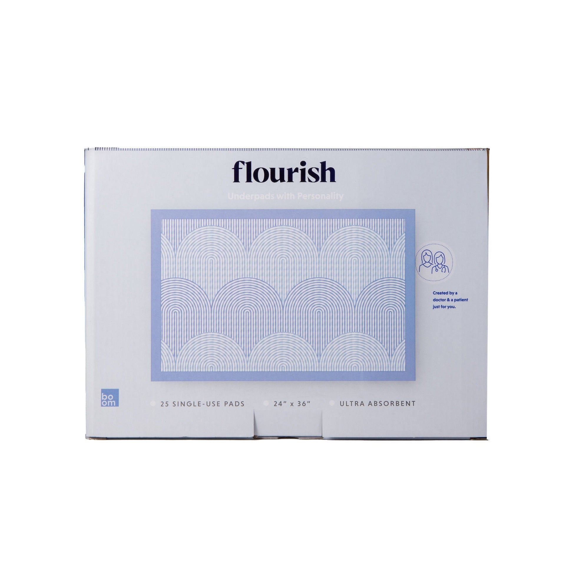 Boom Home Medical Flourish Ultra Absorbent Underpads, Periwinkle